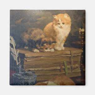 Vintage Van den Eycken Three Cats on a Desk Magnet