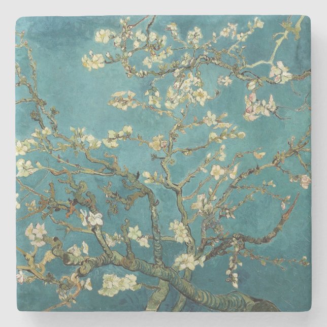 Vintage Van Gogh Almond Blossom Stone Coaster (Front)
