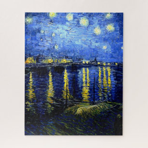 Vintage Van Gogh fine art, Starry Night over Rhone Jigsaw Puzzle