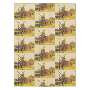 Vintage Van Gogh Paris Windmill Painting Tablecloth