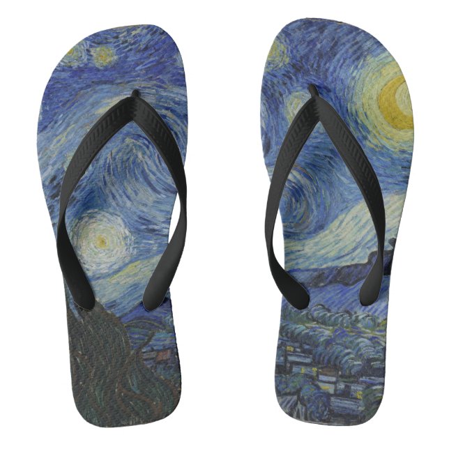Vintage Van Gogh Starry Night Thongs (Footbed)