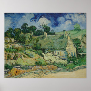 Vintage Van Gogh Thatched Cottages At Cordeville Poster
