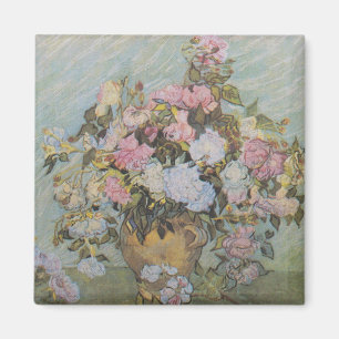 Vintage Van Gogh Vase with Pink Roses Magnet