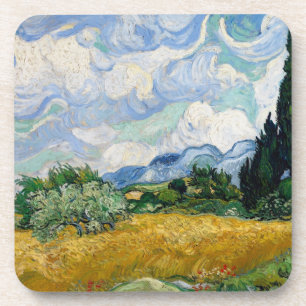 Vintage Van Gogh Wheat Field with Cypresses Coaster