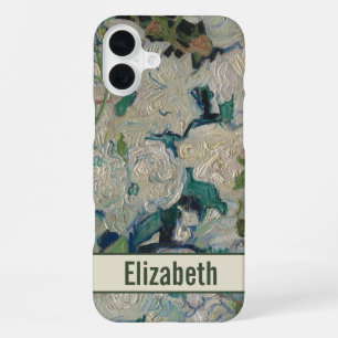 Vintage Van Gogh White Roses Floral with Name  iPhone 16 Plus Case
