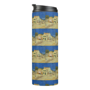 Vintage Van Gogh Yellow House Blue Sky Painting Thermal Tumbler