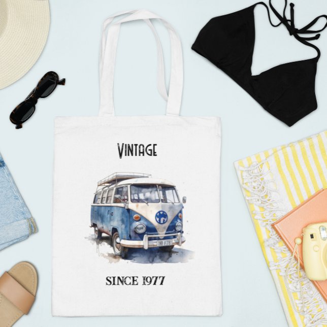 Vintage Van in Delft Blue customisable Tote Bag (Creator Uploaded)