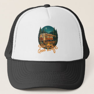 Vintage Van Life Good Life Adventure Camping Badge Trucker Hat