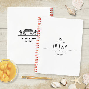 Vintage Van Life Surfer Road Trip Planner Notebook