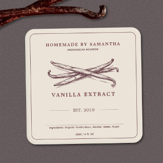 Vintage Vanilla Extract Label Sticker
