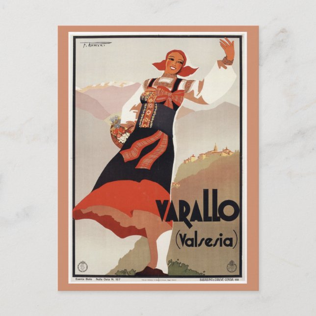 Vintage Varallo Italy Travel Tourism Postcard (Front)