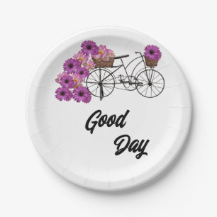 Vintage variety cycle flower paper plate
