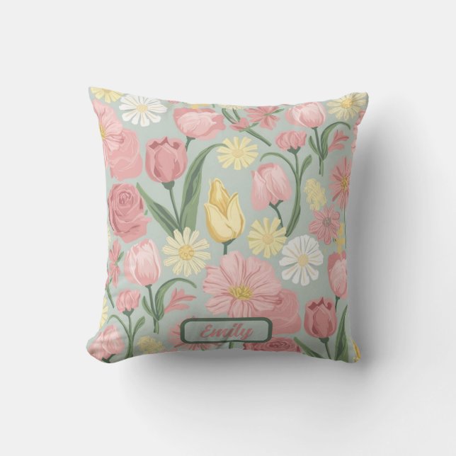 Vintage Various Stages Of Bloom Cushion (Front)