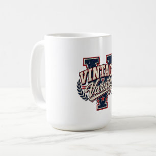 Vintage Varsity Distressed Block Letter V Coffee Mug