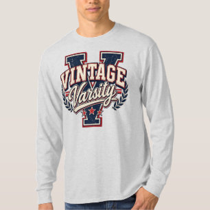 Vintage Varsity Distressed Block Letter V T-Shirt