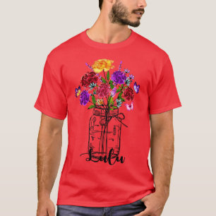 Vintage Vase Of Colourful Wildflower Butterfly Lul T-Shirt