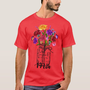 Vintage Vase Of Colourful Wildflower Butterfly Mia T-Shirt