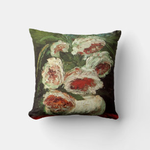 Vintage Vase with Peonies by Vincent van Gogh. Cushion