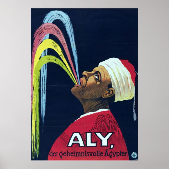 Vintage Vaudeville Aly, the Mysterious Egyptian Poster (Front)