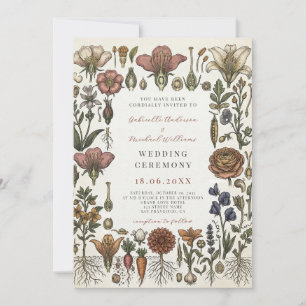 Vintage VegetablBotanical Garden Wedding Ceremony  Invitation