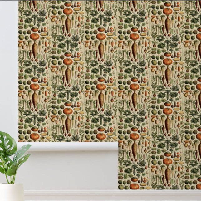 Vintage Vegetable Art by Adolphe Millot Pattern Wallpaper (Creator Uploaded)