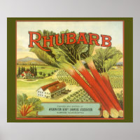 Vintage Vegetable Can Label Art, Rhubarb Farm