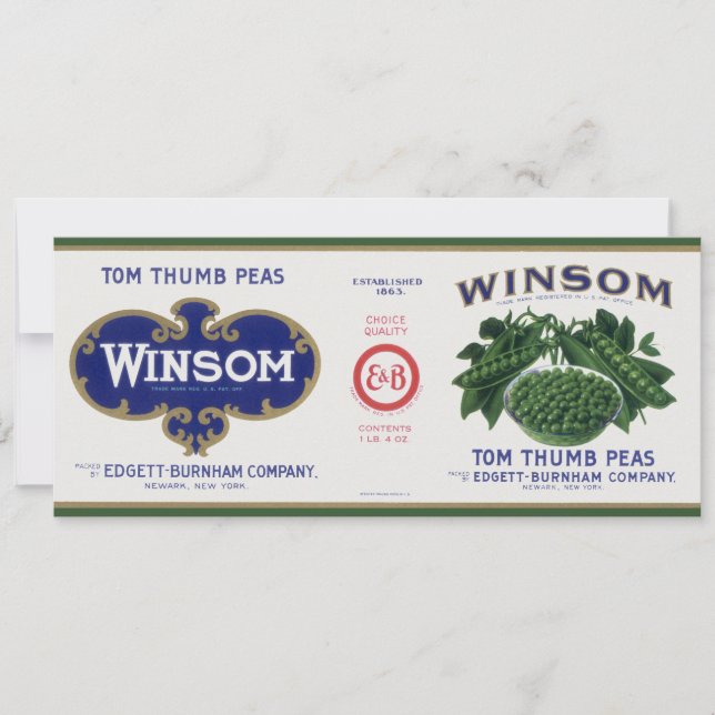 Vintage Vegetable Can Label Art, Winsom Peas (Front)