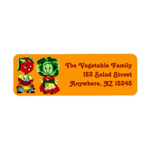 Vintage Vegetable Couple Return Address Label