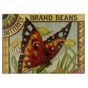 Vintage Vegetable Label Art, Butterfly Brand Beans Cutting Board