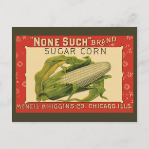 Vintage Vegetable Label Art, None Such Sugar Corn Postcard