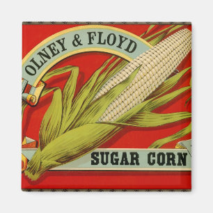 Vintage Vegetable Label, Olney & Floyd Sugar Corn Magnet