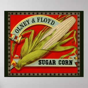 Vintage Vegetable Label, Olney & Floyd Sugar Corn Poster