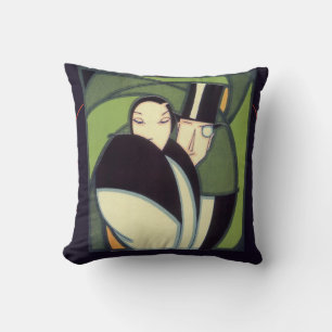 Vintage Vegetable Topper Label, Art Deco Romance Cushion