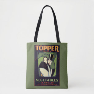 Vintage Vegetable Topper Label, Art Deco Romance Tote Bag