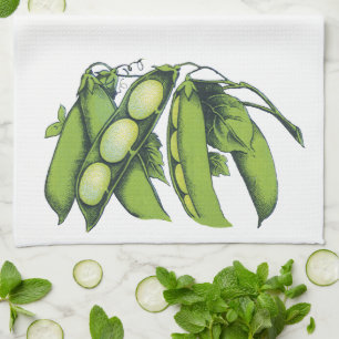Vintage Vegetables; Lima Beans, Organic Farm Foods Tea Towel