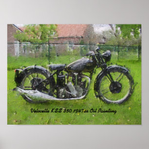 Vintage Velocette KSS motorcycle Oil Paint Poster