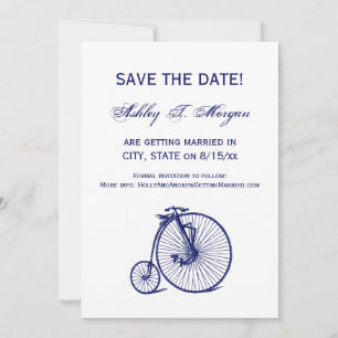 Vintage Velocipede Penny Farthing Bicycle Bike Blu Invitation