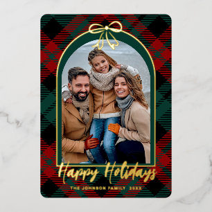 Vintage Velvet Christmas PHOTO Greeting Gold Foil Holiday Card