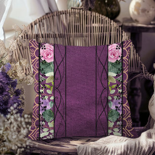 Vintage Velvet Victorian Purple Floral Tapestry Cushion