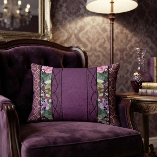 Vintage Velvet Victorian Purple Floral Tapestry Decorative Cushion