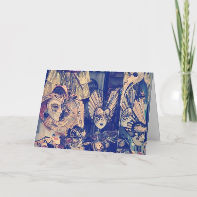 Vintage Venetian Carnival Masks Card • Elegant  (Front)