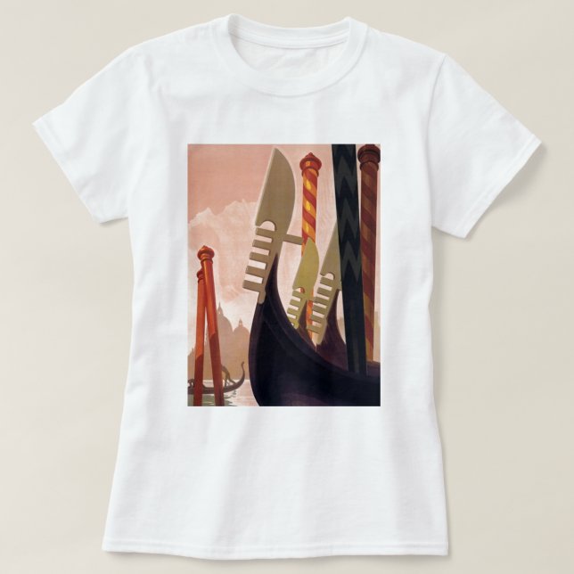Vintage Venezia Gondolas T-Shirt (Design Front)