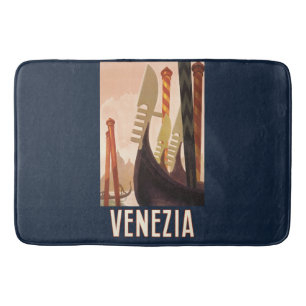Vintage Venezia Italy Travel Art Venice Gondola Bath Mat