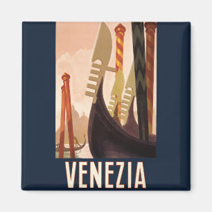Vintage Venezia Italy Travel Art Venice Gondola Magnet