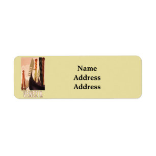 Vintage Venezia Italy Travel Art Venice Gondola Return Address Label