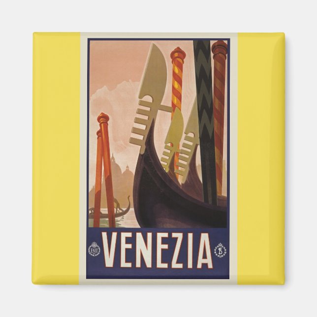 Vintage Venezia Venice Boats Poster Magnet (Front)