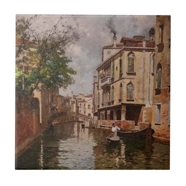 Vintage Venice Antonio Leto Venetian Canal Ceramic Tile (Front)