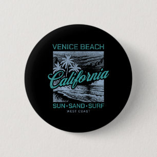 Vintage Venice Beach California Sun Sand Surf West 6 Cm Round Badge