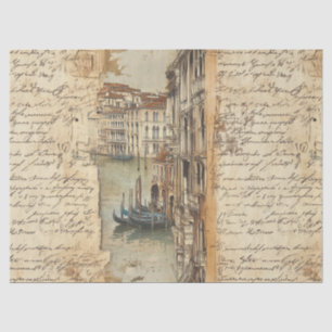 Vintage Venice Canal with Handwritten Script Tissue Paper