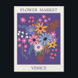 Vintage Venice Italy Flower Market Travel Postcard<br><div class="desc">Anyone would love to receive this vintage Italian travel postcard featuring a retro illustration of a flower market in Venice,  Italy!</div>